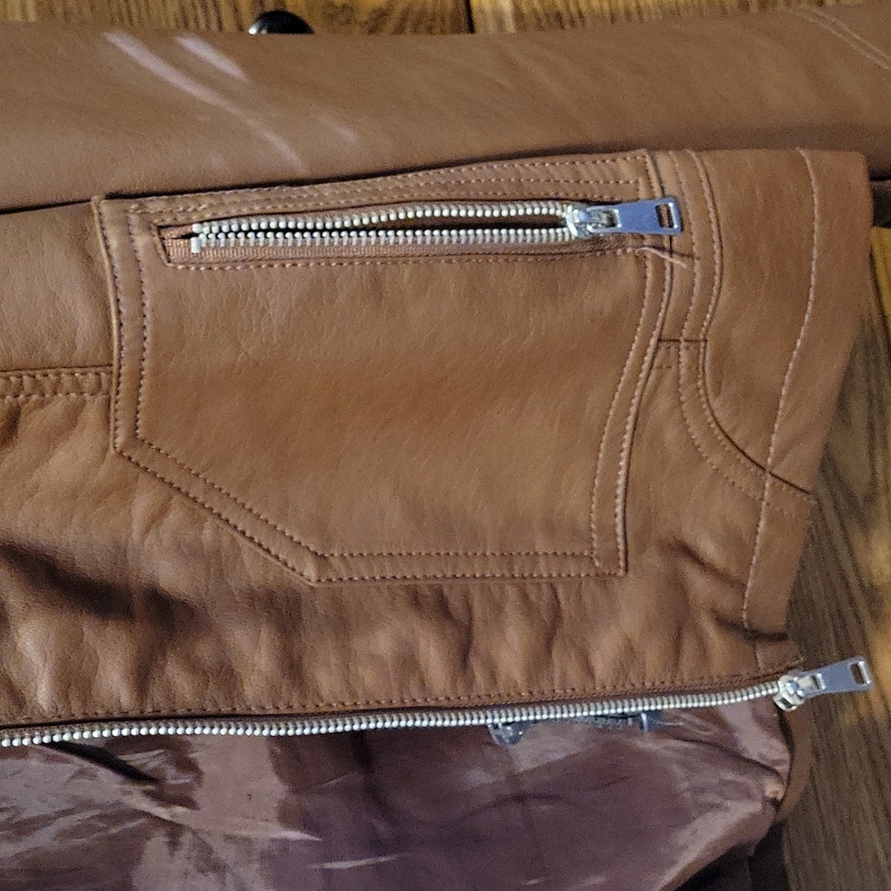 Brown leather jacket with liner - Picture 4 of 7